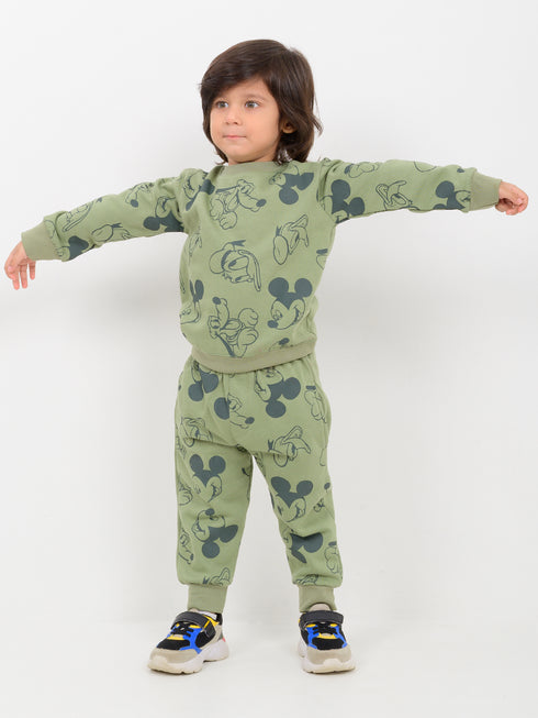 Mickey & Pluto Themed Fleece Suit (Green)