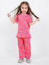 Frill Sleeves Fairy Bloom Cotton Trouser Set (Coral Pink)