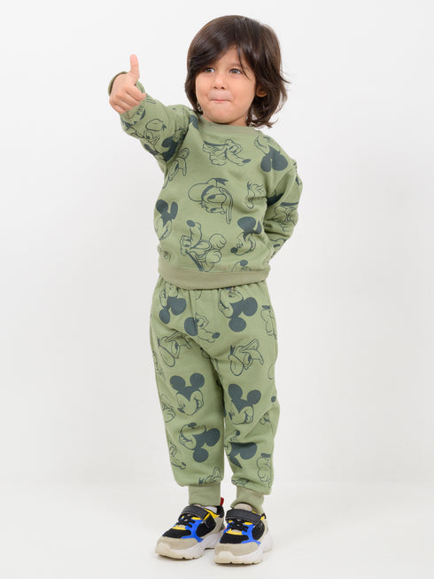 Mickey & Pluto Themed Fleece Suit (Green)
