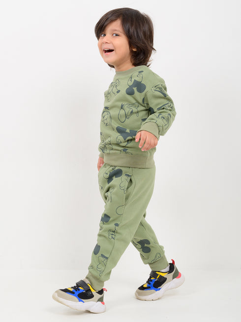 Mickey & Pluto Themed Fleece Suit (Green)