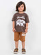 Oversized Mountain Bear Cotton Short Set (Brown)