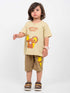 Oversized Cute Friends Cotton Short Set (Camel-Beige)