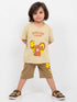 Oversized Cute Friends Cotton Short Set (Camel-Beige)