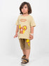 Oversized Cute Friends Cotton Short Set (Camel-Beige)