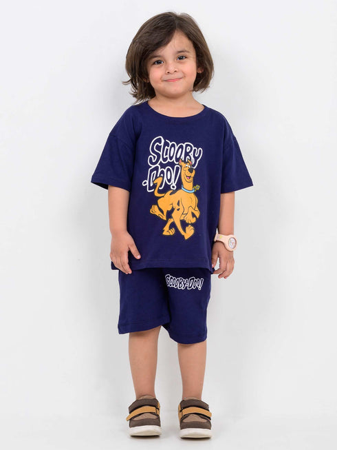 Oversized Scooby Trails Cotton Short Set (Navy)