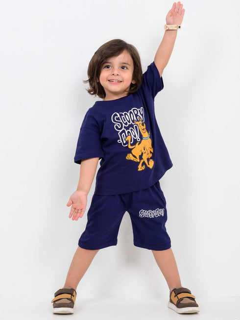 Oversized Scooby Trails Cotton Short Set (Navy)