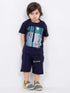Midnight Forest Cotton Short Set (Navy Blue)