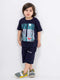 Midnight Forest Cotton Short Set (Navy Blue)