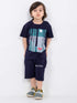 Midnight Forest Cotton Short Set (Navy Blue)