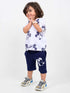 Oversized Mickey Themed Cotton Short Set (Navy-White)