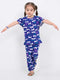 Frill Sleeves Catnap Couture Cotton Trouser Set (Catberry Blue)