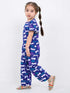 Frill Sleeves Catnap Couture Cotton Trouser Set (Catberry Blue)