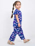 Frill Sleeves Catnap Couture Cotton Trouser Set (Catberry Blue)