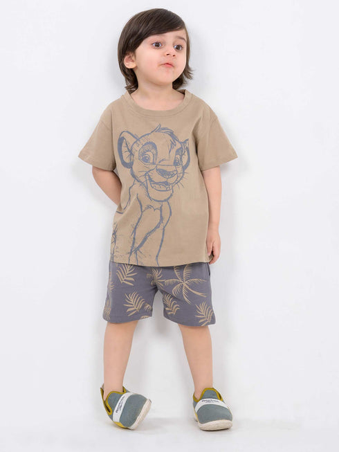 The Jungle King Cotton Short Set (Beige)