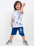 Oversized Palm Trees Cotton Short Set (Blue-White)