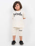 Panda Vibes Oversized Cotton Short Set (Cream)