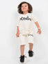 Panda Vibes Oversized Cotton Short Set (Cream)