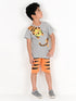 Tiger Printed Cotton Short Set (Grey/Orange)