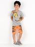 Tiger Printed Cotton Short Set (Grey/Orange)