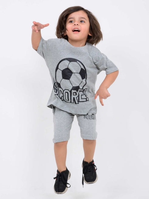 Oversized Soccer Champ Cotton Short Set (Gray)