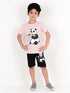 Funny Panda Cotton Short Set (Pink/Black)