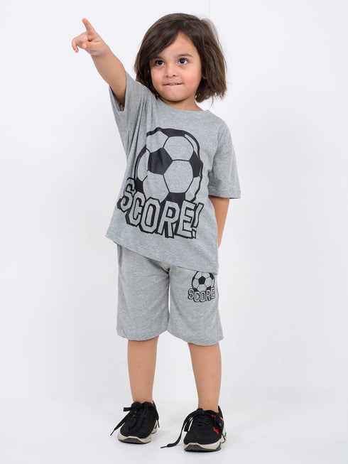 Oversized Soccer Champ Cotton Short Set (Gray)