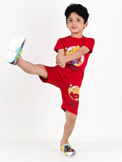 Winnie The Pooh Cotton Short Set (Red)