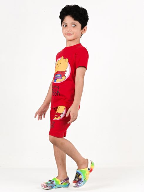 Winnie The Pooh Cotton Short Set (Red)