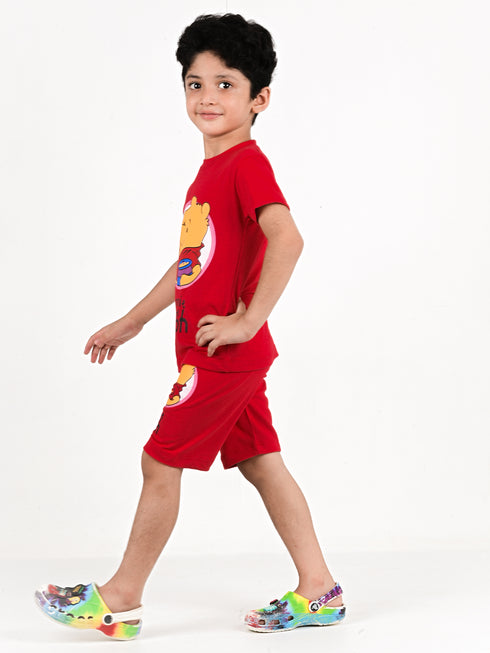 Winnie The Pooh Cotton Short Set (Red)