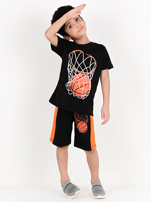 Basket Ball Short Set (Black/Orange)