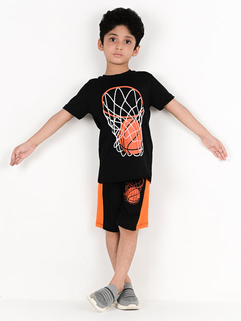 Basket Ball Short Set (Black/Orange)