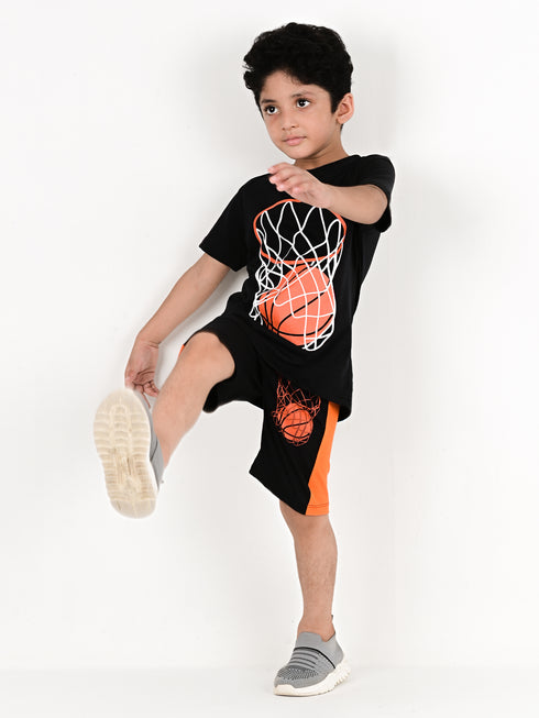 Basket Ball Short Set (Black/Orange)