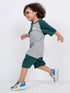 Oversized Mighty Monster Raglan Cotton Short Set (Green-Gray)