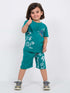 Crocodile Teal Cotton Short Set (Teal Blue)