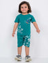 Crocodile Teal Cotton Short Set (Teal Blue)