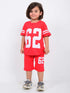 Oversized Varsity 62 Cotton Short Set (Bright Red)