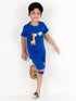 Giraffe & Elephants Short Set (Blue)