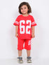 Oversized Varsity 62 Cotton Short Set (Bright Red)