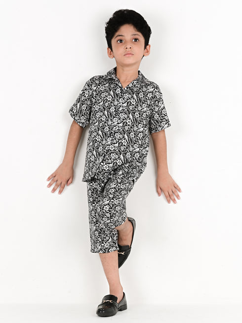 Floral Imported Linen Set (Black/White)