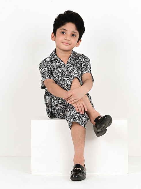 Floral Imported Linen Set (Black/White)