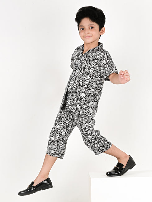 Floral Imported Linen Set (Black/White)