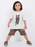 Oversized Scooby Vibes Cotton Short Set (Off-White & Brown)