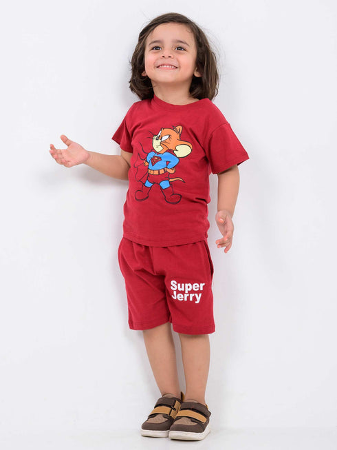 Super Jerry Cotton Short Set (Maroon)