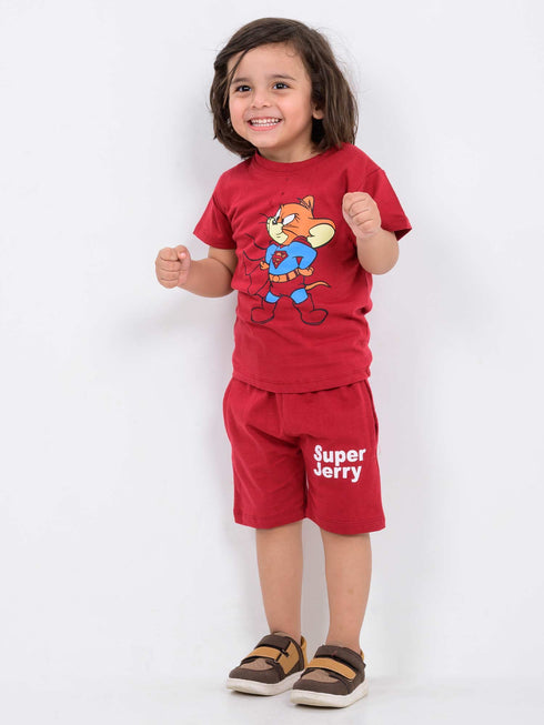 Super Jerry Cotton Short Set (Maroon)
