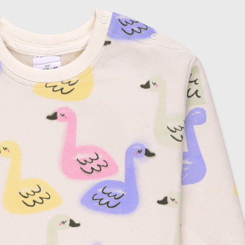 Duck Printed Fleece Sweatshirt (White)