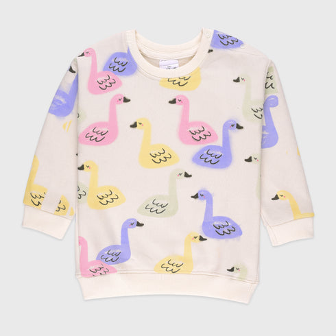 Duck Printed Fleece Sweatshirt (White)