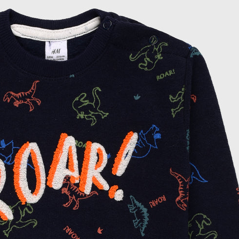 H&M Dinosaur Printed Fleece Sweatshirt (Black)