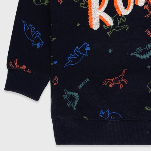 H&M Dinosaur Printed Fleece Sweatshirt (Black)