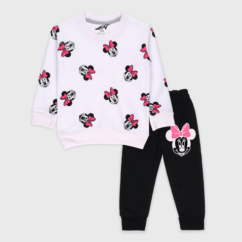 Minnie Mouse Printed Fleece Tracksuit (White)