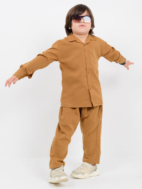 Eastern Starry Embossed Wash & Wear 2 Piece Set (Mustard)